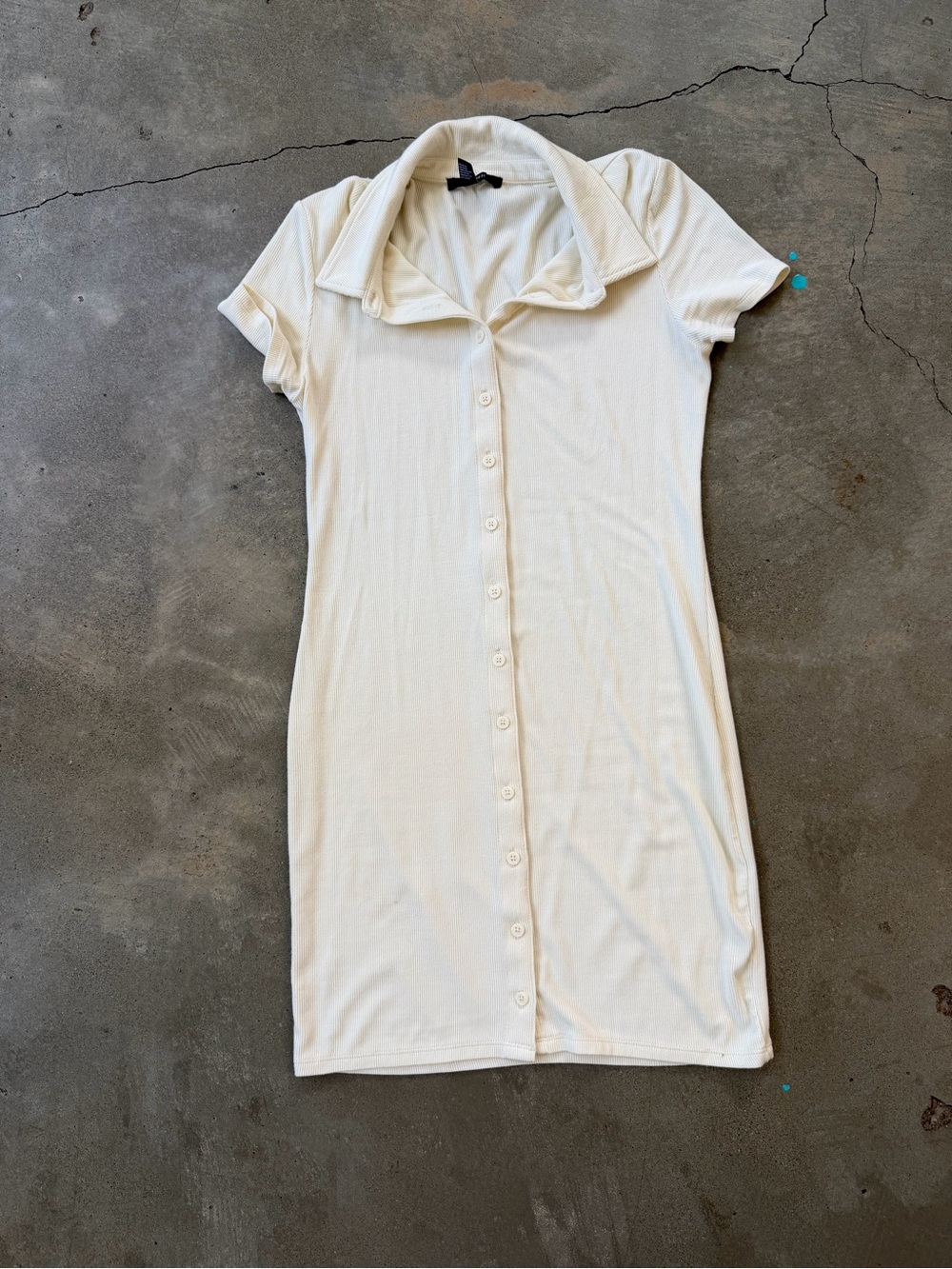 Forever 21 butter yellow/cream Collared Button-Front Mini Dress